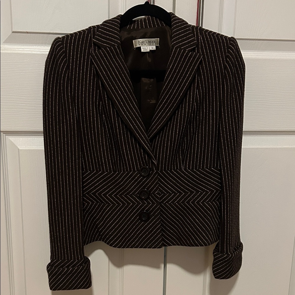 Kay Unger Chocolate Pinstripe Blazer